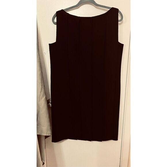 MILA SCHON ITALIAN DESIGNER QUIET LUXURY BLACK PLEATED WOOL DRESS SZ 12 (44) - Picture 8 of 11